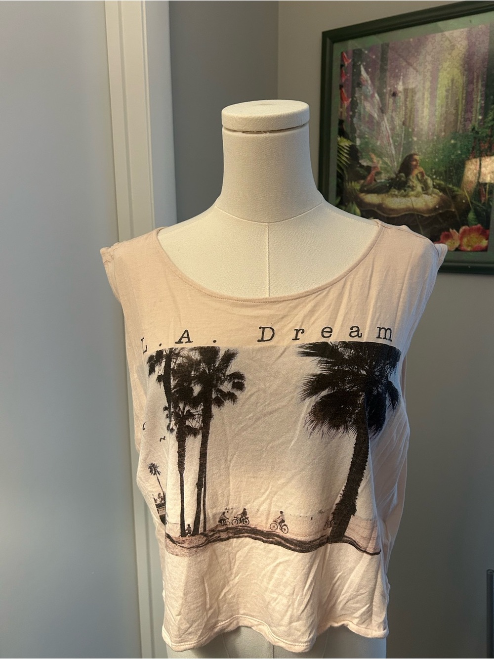 Forever 21 Pale Pink LA Dream Palm Graphic Tank